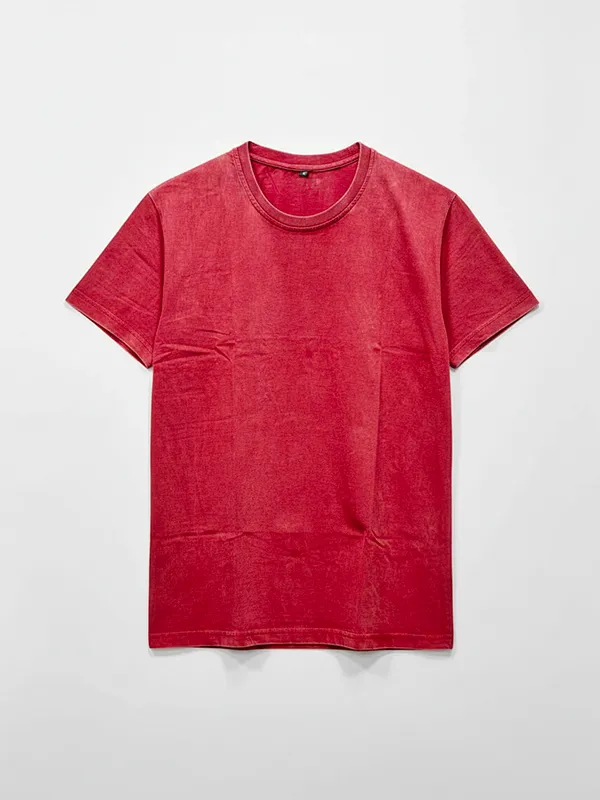 Risk Red Acid Wash Single Jersey Regular T-shirt