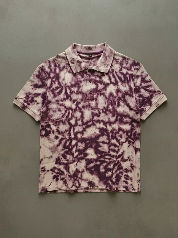 Wine Purple Tie & Dye Pique Polo T-shirt