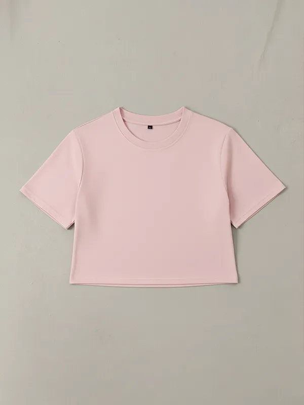 Baby Pink Crop Top (half Sleeves)