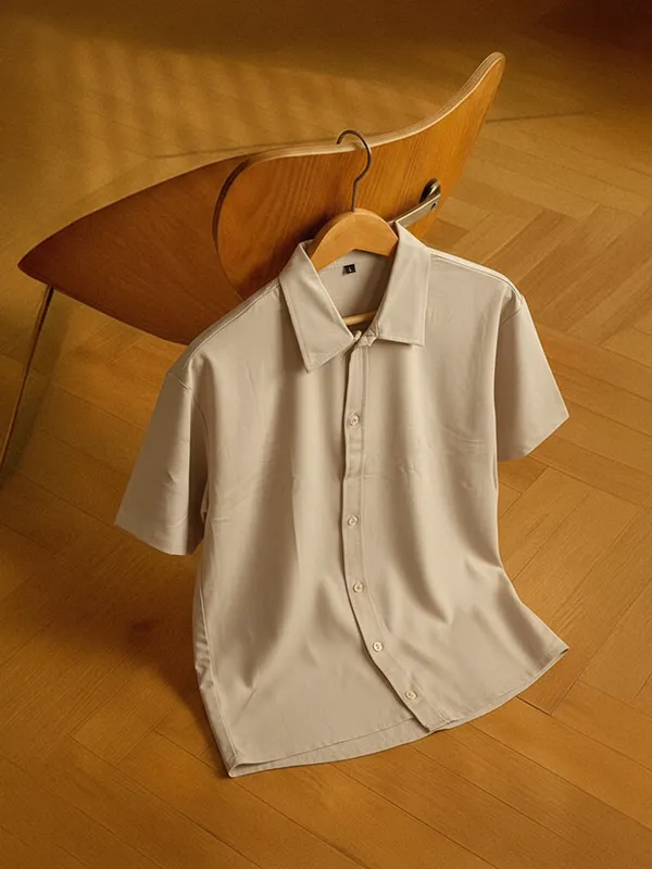 Medium Beige Standard Collar Shirt