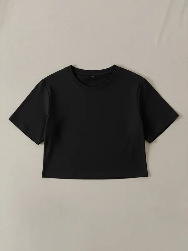 Jet Black 180 GSM Crop Top