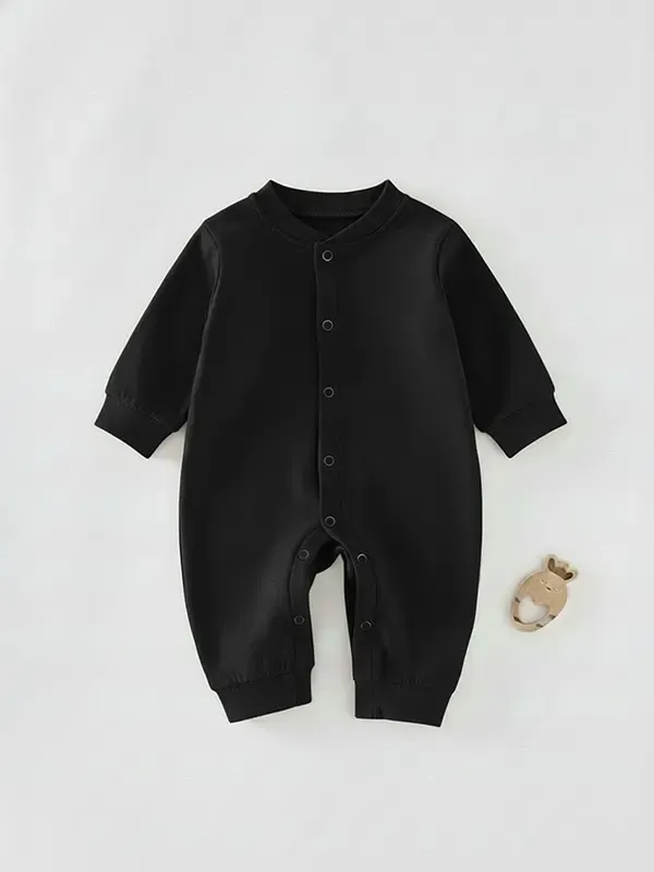 Kids Jet Black Single Jersey Full Romper