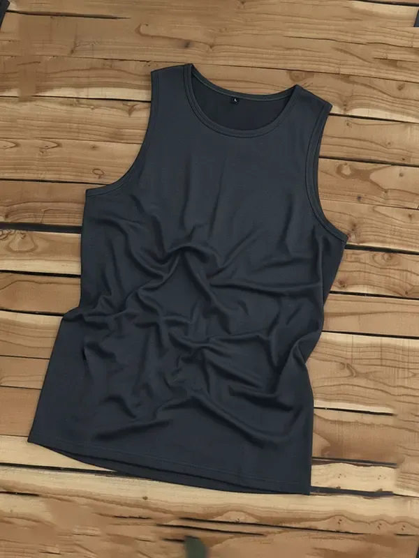 Jet Black Single Jersey Tank Top 