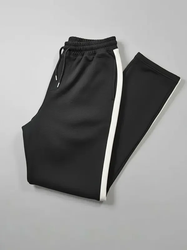 Jet Black And White Cut & Stitch French Terry Track Pant 