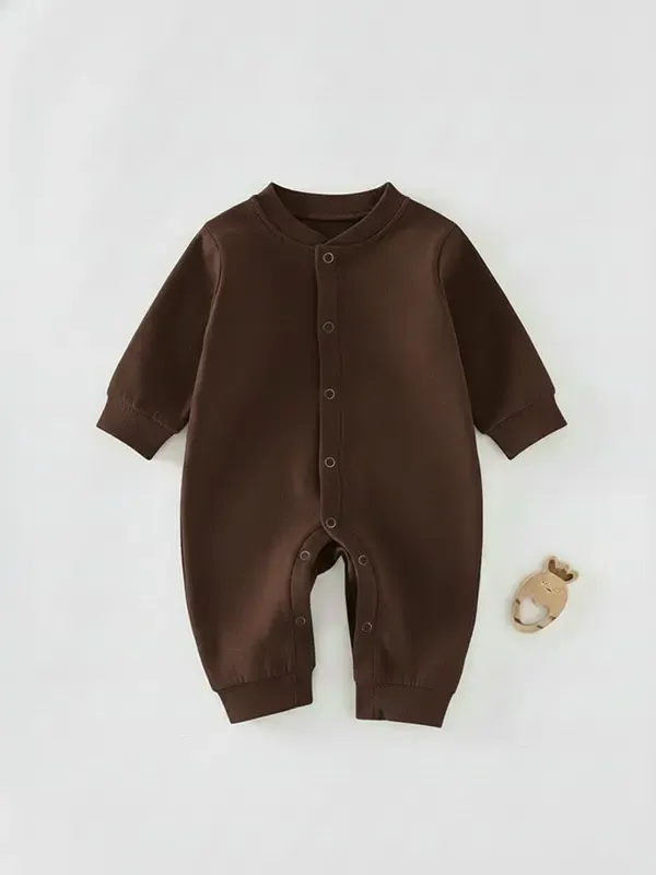 Kids Chocolate Brown Single Jersey Full Romper