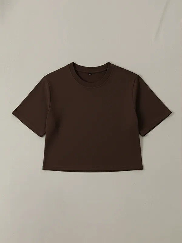 Chocolate Brown 180 GSM Crop Top