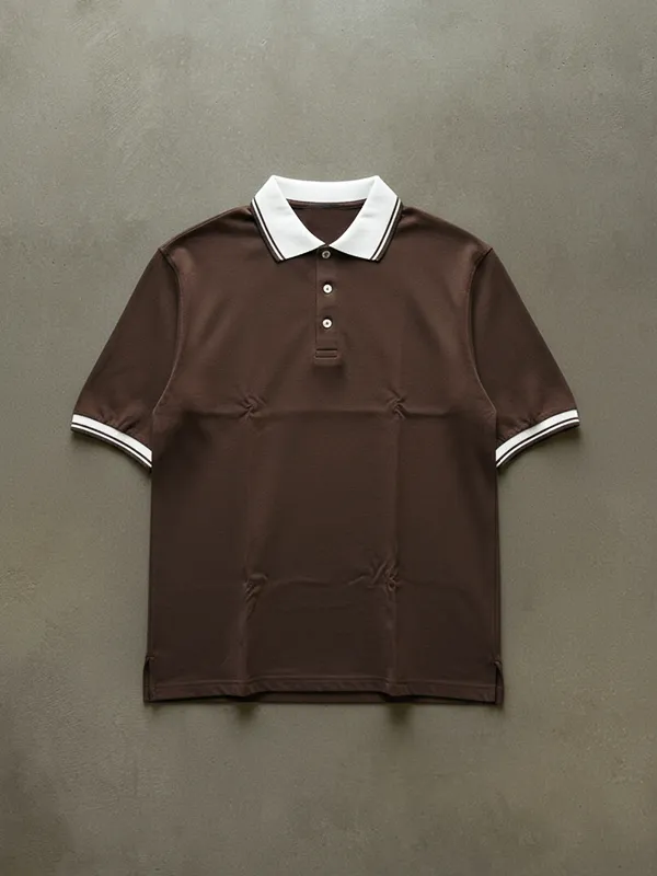 Brown Oversized Custom Collar Polo