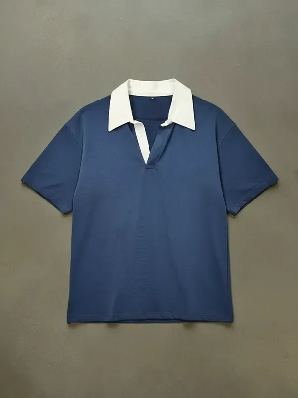 Dark Blue French Terry Polo T-shirt