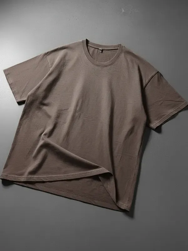 Chocolate Brown Acid Wash Single Jersey Oversized T-shirts