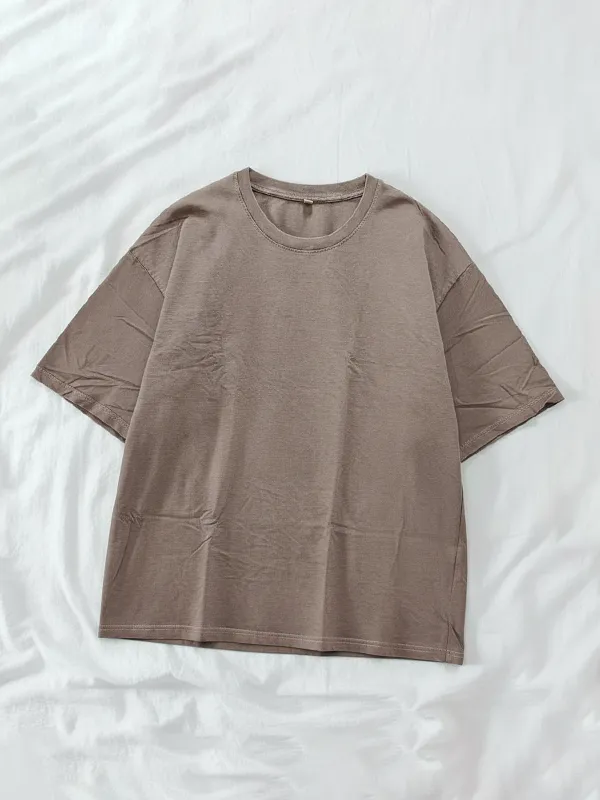 Chocolate Brown Acid Wash Single Jersey Oversized T-shirts