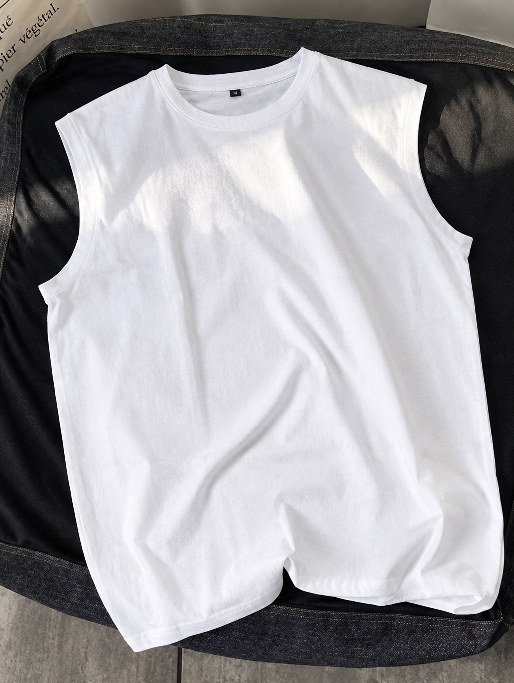 180 GSM White Sleeveless T-Shirt
