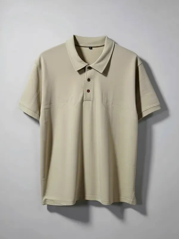 Cement Grey French Terry Polo T-shirt