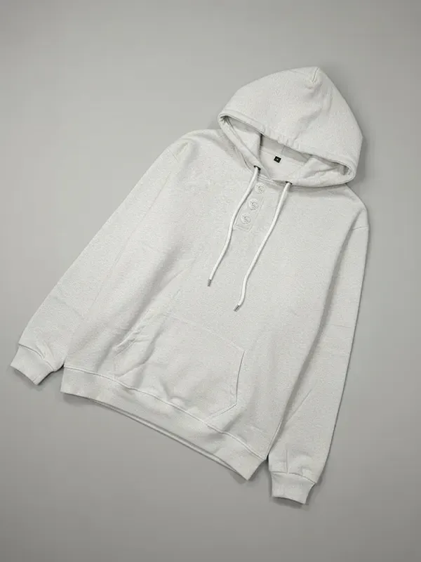 Melange White Cut And Stitch Sans Carbon Fleece Hoodie