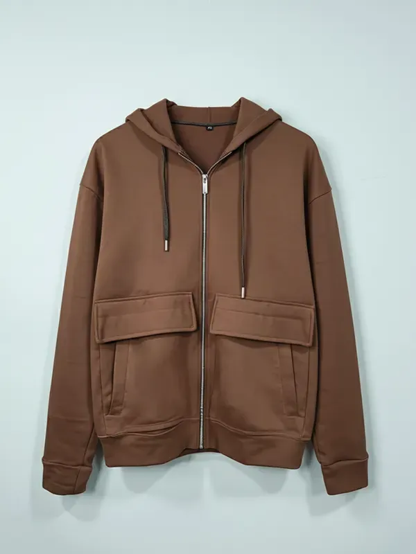 Chocolate Brown Cut and Stitch Sans Carbon Fleece Hoodie