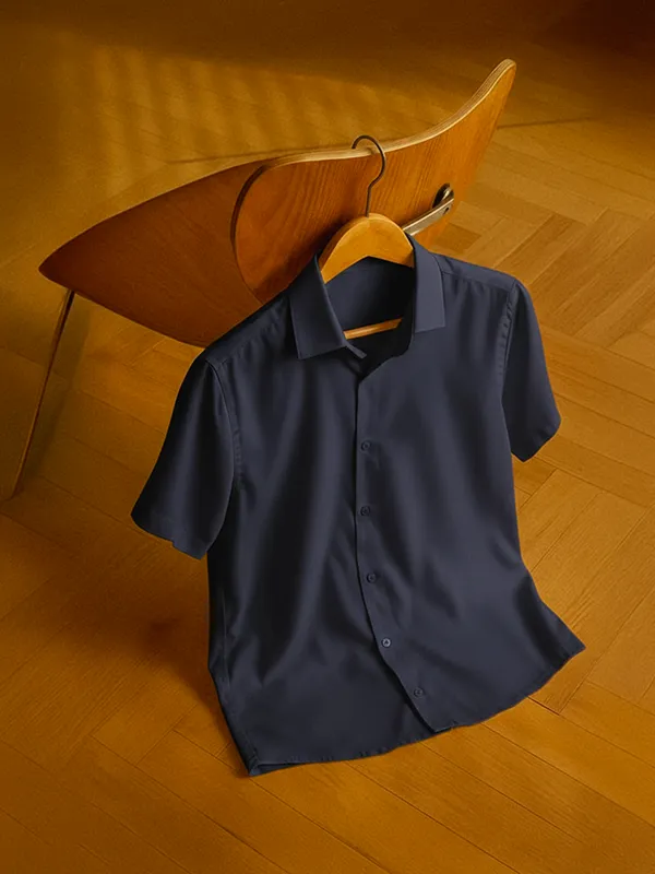 Deep Blue Standard Collar Shirt
