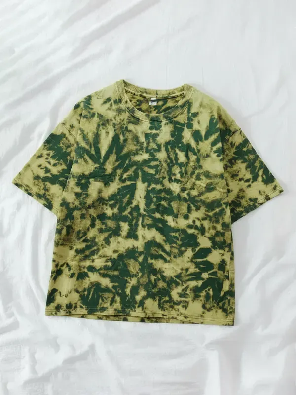 Forest Green Tie & Dye French terry Oversized T-shirt