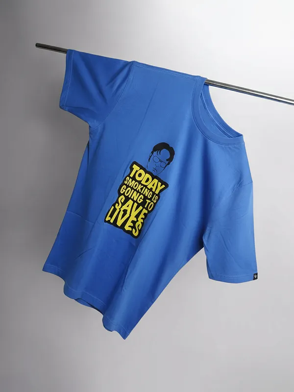 Light Blue Screen Print Regular T-shirt 