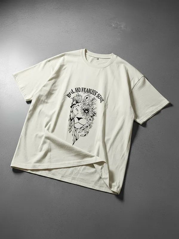 Off White Screen Print Oversized T-shirt