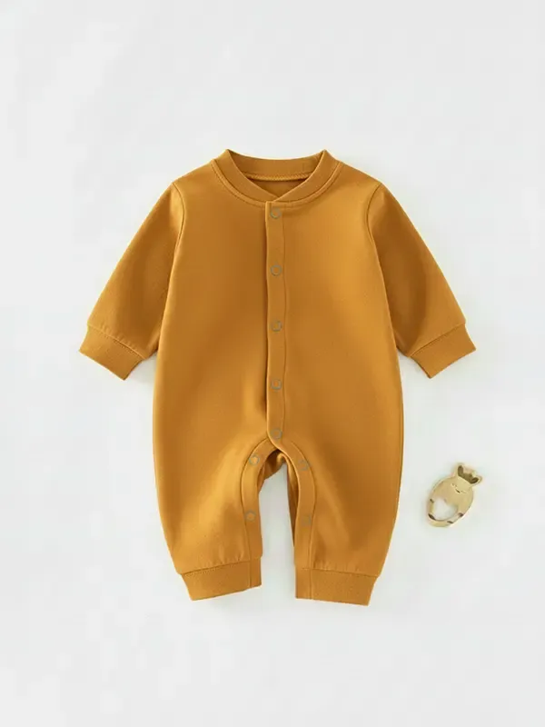 Kids Mustard Yellow Single Jersey Full Romper
