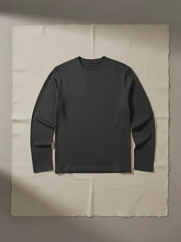 Melange Black Full Sleeve T-shirts