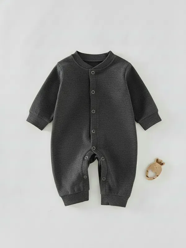 Kids Melange Black Single Jersey Full Romper