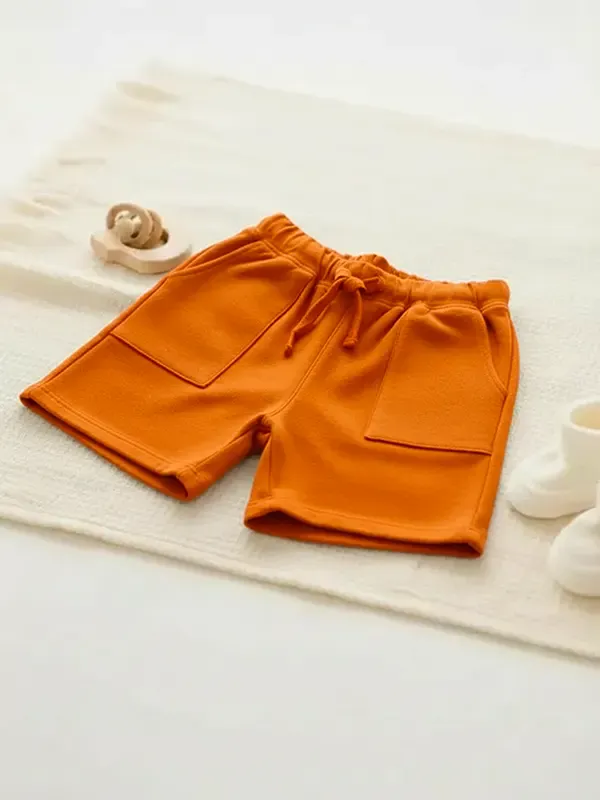 Toddler Rust Orange French Terry Half Pant | Bulk Apparel