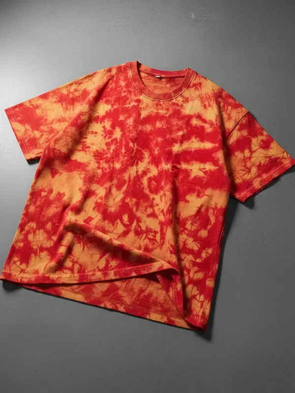 Rust Orange Tie & Dye French Terry Oversized T-shirt