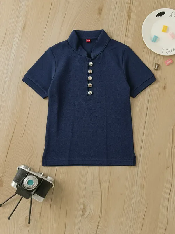 Toddler Metal Button Mandarin Polo