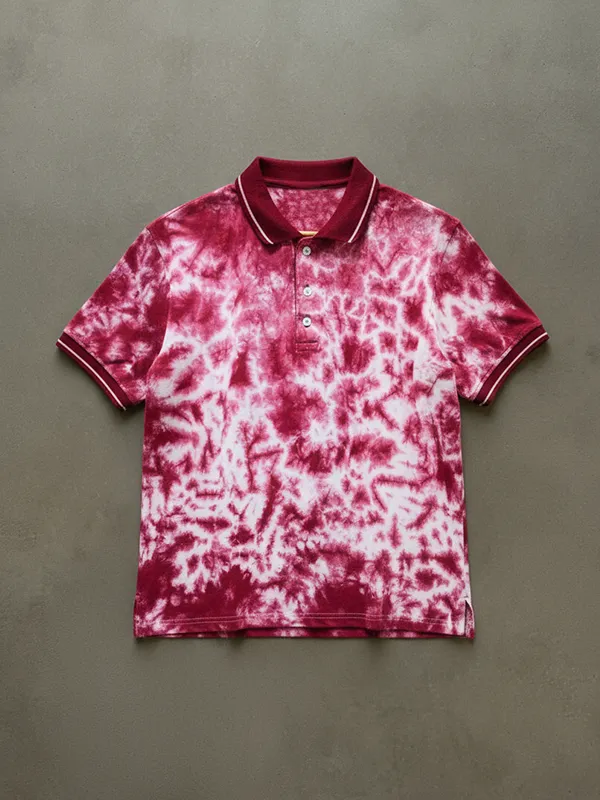 Red Tie & Dye Pique Polo T-shirt 