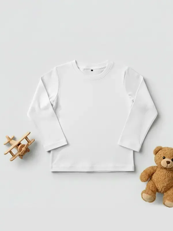 Toddler White Single Jersey Full sleeve T-shirt  