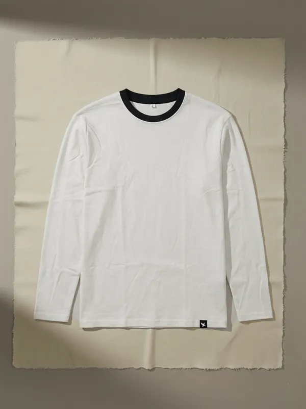 White Full Sleeves Custom Rib T-shirt