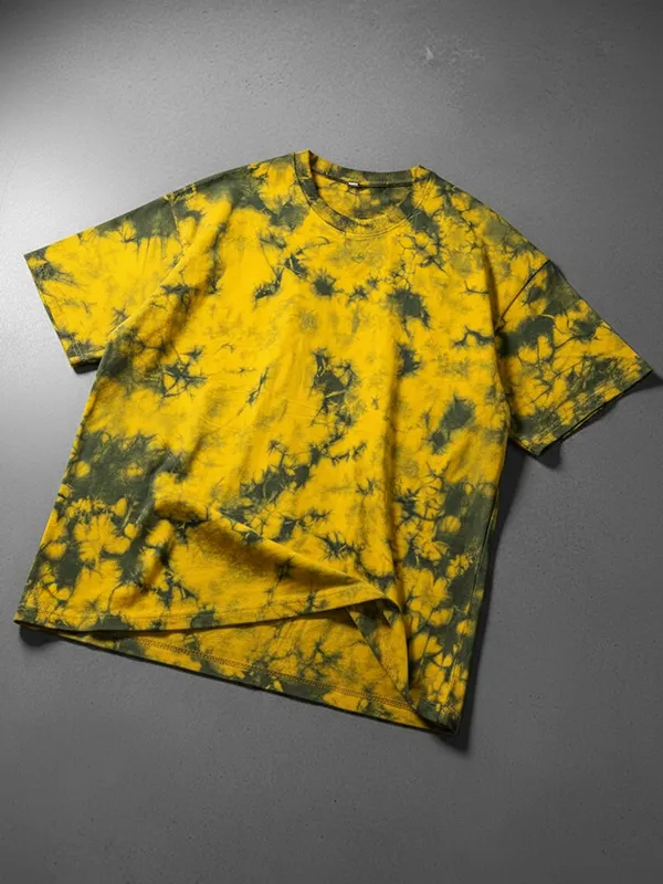Mustard Yellow Tie & Dye Oversized T-shirt