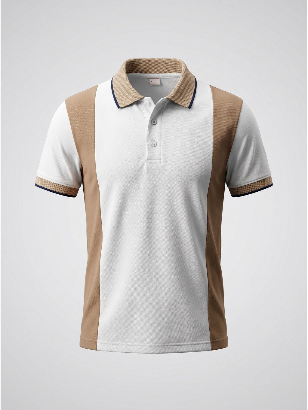 Beige & White Block Polo